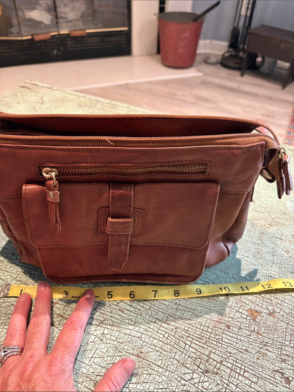 Great American Leatherworks Brown Leather Organizer Crossbody Bag - Picture 8 of 9